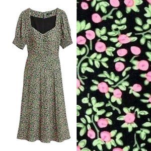 J. Crew Dress Womens Ditsy Floral Long Midi Sweetheart Dainty Rose XS 2